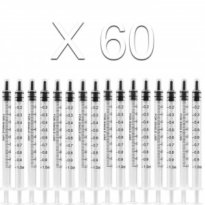 Set de 60 seringi fara ac pentru masurare Thirei, plastic, transparent, 10 cm , 1 ml