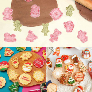 Set de 8 forme pentru biscuiti de Craciun Sunshine smile, plastic, roz - Img 2