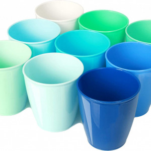 Set de 18 pahare pentru apa Youngever, plastic, multicolor, 250 ml, 9,5 X 7,6 cm