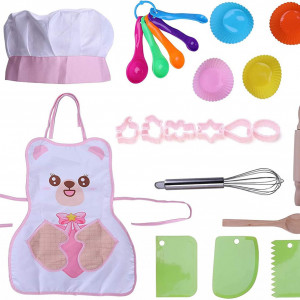 Set de accesorii pentru copiii-bucatari Adadad, textil/metal/plastic, multicolor, 24 piese