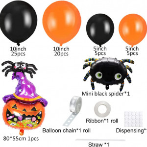 Set de baloane pentru Halloween Miotlsy, latex/folie, portocaliu/negru, 50 piese - Img 7