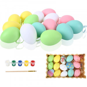 Set de cos cu 15 oua de Paste cu vopsea pentru pictat FORMIZON, plastic, multicolor