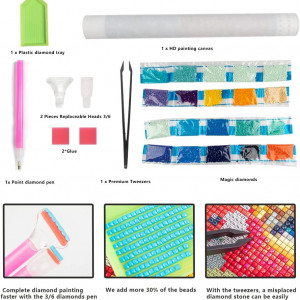 Set de creatie cu diamante DCIDBEI, verde/roz, panza/rasina, 40 x 50 cm