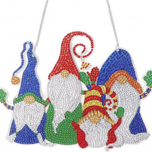Set de creatie cu diamante Maysurban, model gnomi, multicolor, 22 x 17 cm