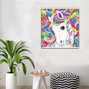 Set de creatie cu diamante ParNarZar, model unicorn, multicolor, 35 x 35 cm