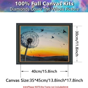 Set de creatie cu diamante Pttozan, model papadie, rasina, multicolor, 30 x 40