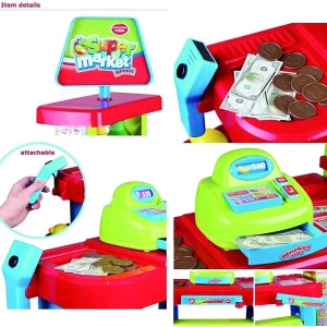 Set de Cumparaturi Tip Supermarket Rovo 85 pentru Copii, Jucarie Interactiva, Scanner, Casa de marcat, Cos de cumparaturi, Lumini, Sunete, Inaltime 80 cm - Img 2