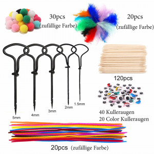 Set de foraj castane cu accesorii de creatie pentru copii Fyojaic, multicolor, metal/textil, 255 piese - Img 7