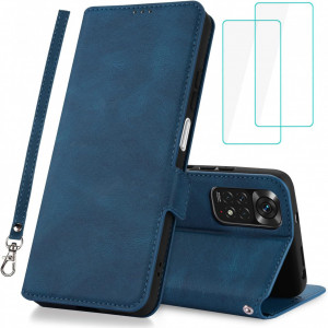 Set de husa si 2 folii de protectie pentru Redmi Note 11 / 11S Foreverluck, piele PU/sticla securizata - Img 1