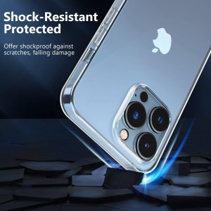 Set de husa si 3 folii de protectie pentru iPhone 13 Pro Max, sticla securizata/silicon, transparent, 6,7 inchi