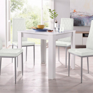 Set de living Lynn/Brooke 4 scaune si o masa, alb, 80 x 80 x 75 cm - Img 1