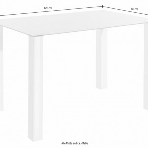 Set de living Norma/Nicole 4 scaune piele sintetica + 1 masa cu blat de sticla, alba, 120 x 80 x 76 cm - Img 3