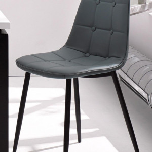 Set de living Sabine/Luna 4 scaune si o masa din lemn/metal/piele sintetica, gri/alb - Img 6