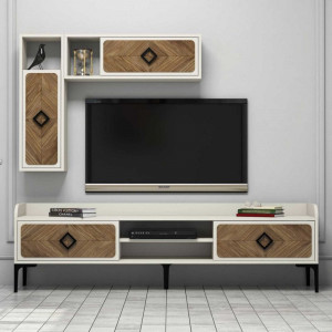 Set de mobilier pentru living Henryk, maro/crem, 180 x 52 x 35 cm - Img 1