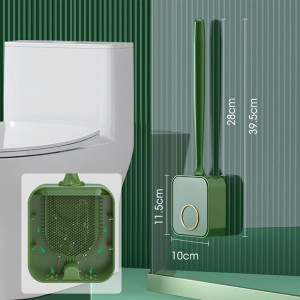 Set de perie pentru toaleta cu suport de perete SSNH, silicon/plastic, verde, 39,5 x 10 x 11,5 cm - Img 4