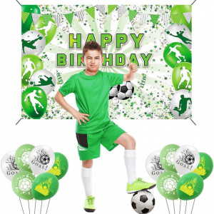 Set de petrecere cu fotbal Ungfu Mall, verde/alb, poliester, 150 x100 cm / 12 cm