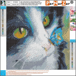 Set de pictura cu diamante ParNarZar, model pisica, multicolor, 30 x 30 cm - Img 6