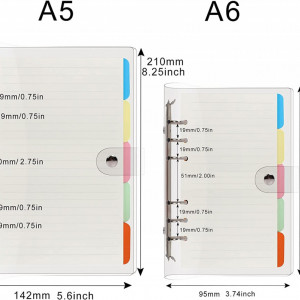 Set de planificator cu dosar A5, 5 separatoare si 100 coli hartie FYY, PVC, multicolor, 23,8 cm x 18,6 - Img 5