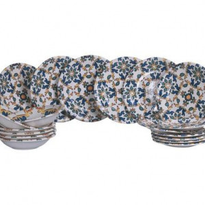 Set de vase Palermo, ceramica, alb/albastru/galben, 18 piese