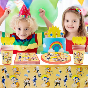 Set de vesela pentru petrecere copii Nesloonp, hartie/plastic, multicolor, 82 piese - Img 5