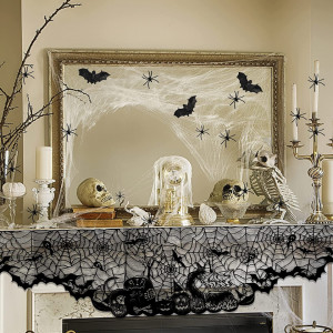 Set decoratiuni pentru Halloween Halcyerdu, poliester/bumbac, alb/negru, 36 piese - Img 3