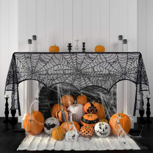 Set decoratiuni pentru Halloween Katoom, textil/plastic, alb/negru, 32 piese