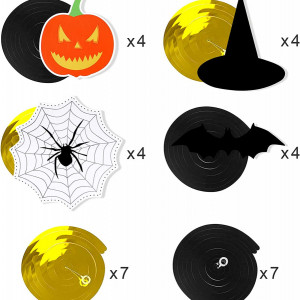 Set decoratiuni pentru Halloween Qpout, hartie, multicolor, 31 piese - Img 2