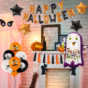 Set decoratiuni pentru Halloween THEXIU, folie/latex, multicolor, 31 piese
