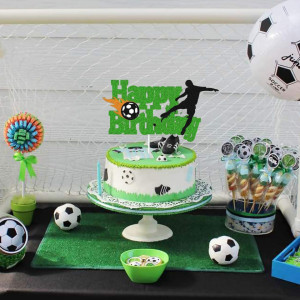 Set decoratiuni pentru ornare tort Hjhl, hartie, multicolor, fotbal, 8 piese - Img 4