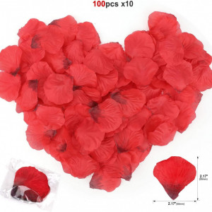 Set decorativ Howaf, 50 lumanari, 60 baloane si 1000 petale de trandafir, rosu/alb/roz - Img 6