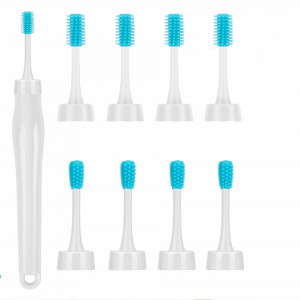 Set dispozitiv cu 16 capete pentru curatarea urechilor Epilum, silicon, alb/albastru - Img 1