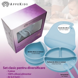 Set Diversificare, AppeKids, 100% Silicon, Classic - Aqua Blue - Img 2