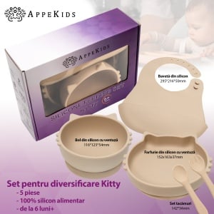 Set Diversificare, AppeKids, 100% Silicon, Kitty - Bubble Beige - Img 2