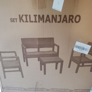 Set gradina/terasa, Progarden, KILIMANJARO, 4 piese, polipropilena, antracit, canapea 2 locuri 121x58x74 cm, 2 scaune 63x58x74 cm, masa 59x46x40 cm, perne incluse, Resigilat, Grad A - Img 5