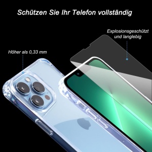 et husa cu snur si 2 folii de protectie pentru iPhone 13 Pro Gumo-Long, poliester/TPU/sticla, gri/transparent, 6,1 inchi