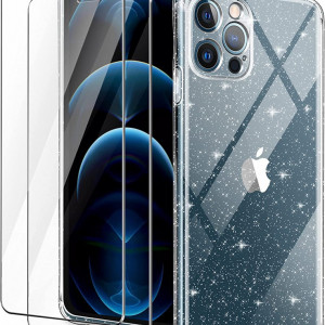 Set husa de protectie si 2 folii de sticla pentru iPhone 12 Pro YIRSUR, transparent, 6,1 inchi - Img 1