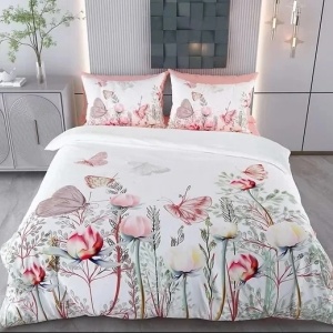 Set husa pilota + fata de perna, 70% bumbac/30% poliester, 155x220 cm + 80x80 cm, imprimeu pigmentat, multicolor - Verificat A · Re-Bloom