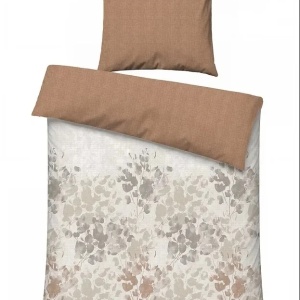 Set husa pilota + fata de perna, satin bumbac 100%, 135x200 cm + 80x80 cm, gri/bej/alb - Verificat A · Re-Bloom
