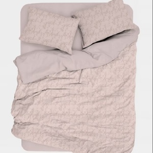 Set husa pilota + fata de perna, satin bumbac 100%, 155x220 cm + 80x80 cm, roz pudra - Verificat A · Re-Bloom