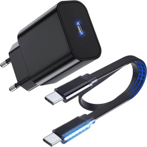 Set incarcator cu cablu USB C la USB C Unidopro, negru, 30W