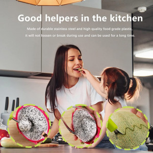 Set instrumente de sculptura in fructe Cisolen, plastic/otel inoxidabil, verde/argintiu, 21,2 x 7,5 cm/20,1 x5,4 cm/ 19,4 x 2,8 cm - Img 4