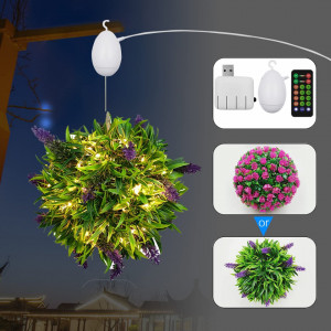Set lampa decorativa rotativa cu 2 aranjamente florale Homealexa, LED, USB, telecomanda, 25 x 20 x 300 cm - Img 7