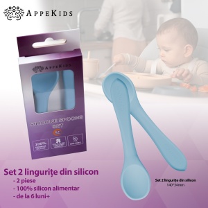 Set Lingurite din silicon, AppeKids - Aqua Blue - Img 2