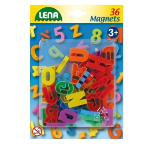 Set litere mari magnetice Lena multicolore 36 piese 3 cm lungime