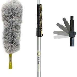 Set maner telescopic cu pamatuf DocaPole, aluminiu/microfibra, argintiu/negru/gri, 9 m