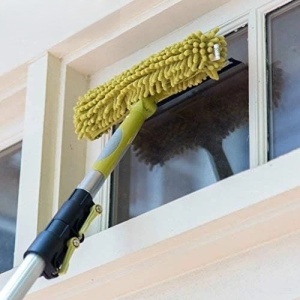 Set maner telescopic cu racleta/pamatuf DocaPole, aluminiu/cauciuc/microfibra, galben/argintiu, 3,6 m - Img 4