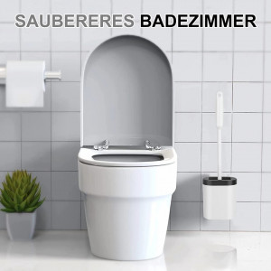 Set perie de toaleta cu suport Blazor, silicon, alb/negru - Img 3