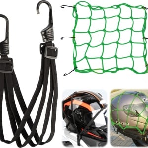 Set plasa si o curea pentru bicicleta Suprrow, nailon/metal, negru/verde