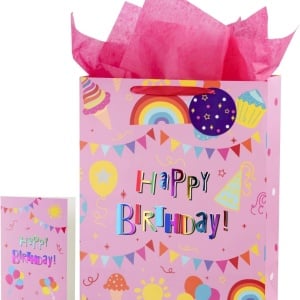 Set punga cadou si o felicitare Loveinside, hartie/matase, multicolor, 39,4 x 31,8 x 14,6 cm