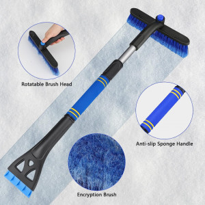 Set racleta cu perie de zapada pentru curatarea parbrizului Venga amigos, metal/PP/PVC, negru/albastru, 64-80 x 23,5 cm - Img 5